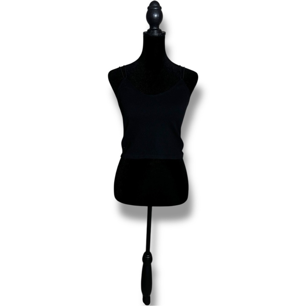Zara Charcoal Scoop Neck Ribbed Skinny Double Strap Cropped  Camisole Top - Picture 2 of 13